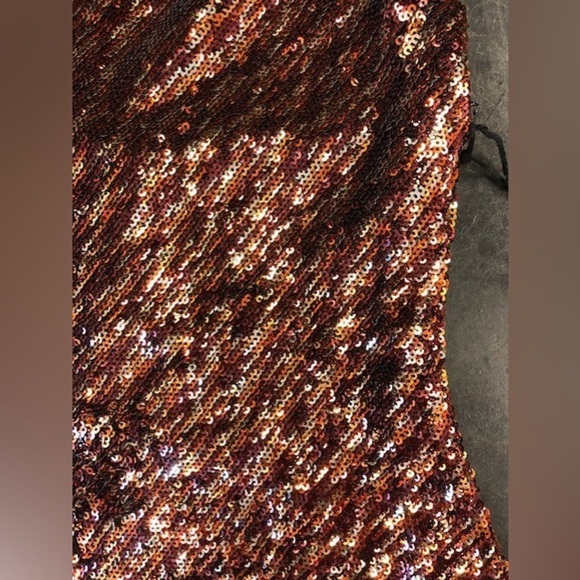 ASTR the Label Mai Sequin Cowl Neck Spaghetti Strap Top - Rust Gold - Picture 3 of 4